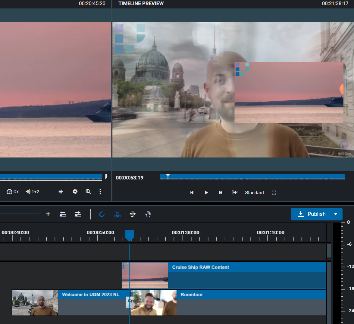 Figure 4 Example situation of 4 parallel video tracks in WRE